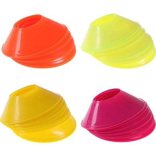 10Pcs Soccer Training Sign Dish Pressure Resistant Cones Marker Discs Marker Bucket PVC Sports Accessories