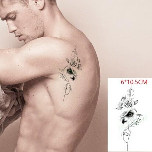 Waterproof Temporary Tattoo Sticker Owl Bird Rose Moon Flower Body Art Flash Tattoo Fake Tattoo for Women Men