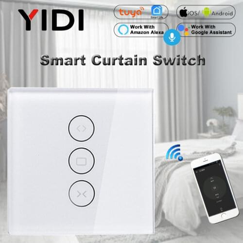 WiFi Smart Curtain Switch Tuya APP Voice Wireless Remote Control Touch Switch for Curtain Motor Blind Roller Shutter Switch