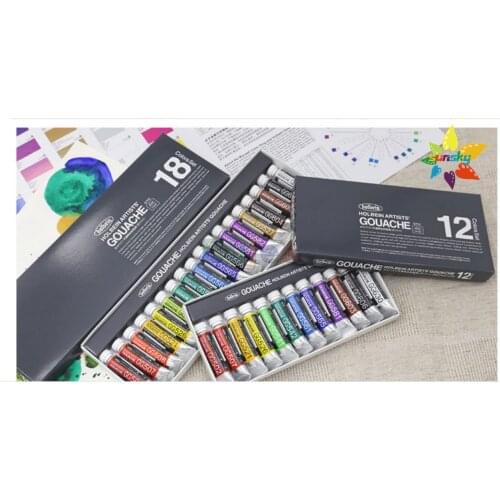 Japan Holbein Gouache opaque watercolor / gouache 5ml 12 / 18 color suit paper box set drawing art set professional art supplies