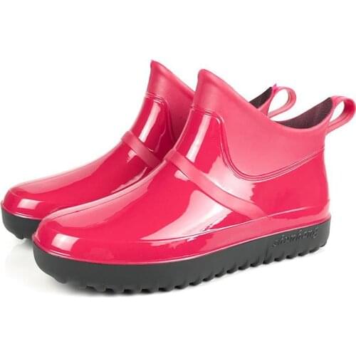 Water Shoes Women Ankle Shoes Rain Boots Pvc Rainboots for Women Solid Color Fashion Fishing Boots Ankle 2021 new