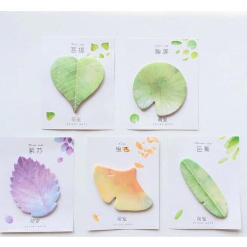 1pc 30 PagesNatural Plant Leaves Shaped Series Memo Pads Green Plant Marker Message Sticky Notes School Office Supply Stationery