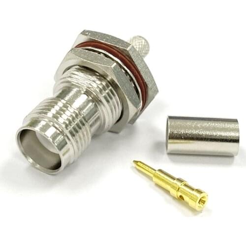 1PC RP TNC Female jack bulkhead RF Connector with male pin crimp For RG58 LMR195 Cable straight type NEW wholesale