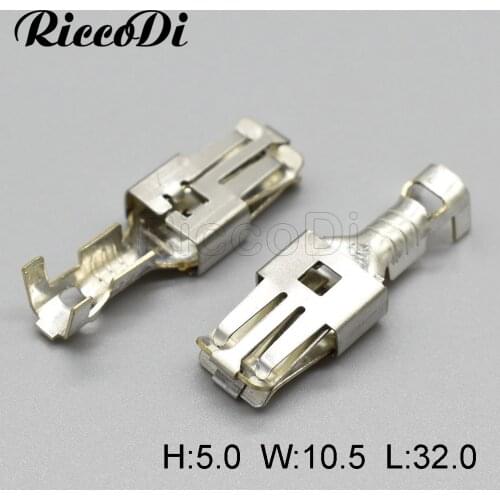 10Pcs DJ6218A-E9.5x1.2C Automotive Splices Wire Terminal Non-Insulated Crimp Terminals Pin For VW Electrical Fan Connector Plug