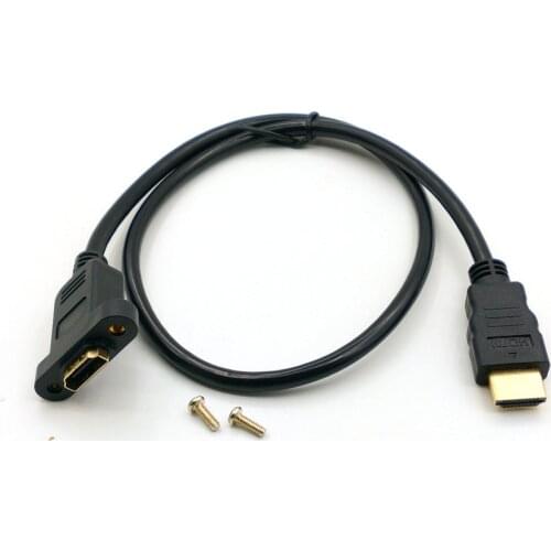 10pcs CONNECTOR HDMI-compatible HDMI Male To Female Panel Mount Extension Cable Wire 60 CM