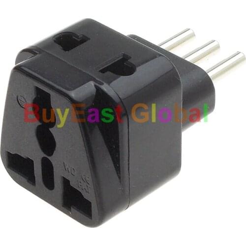 10 PCS) Universal to Italian (2 Way Outlet) Electrical Plug Adapter AC100~250V 10A Black Color