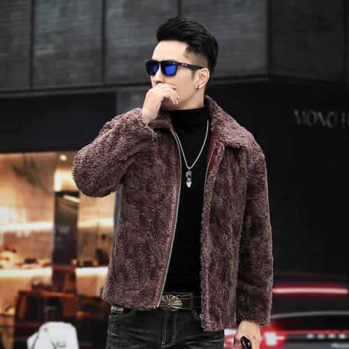 2020 New Men Winter Turn-down Collar Coat Male Real Wool Fur Jacket Man Korean Thick Sheep Shearling Outwear Short Overcoat Z76