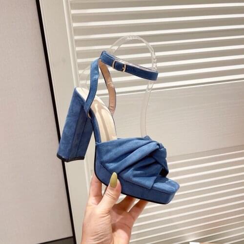 2021 New Summer Platform Flock Sandals Women Ladies Shoes Leopard Print Thick Heels Sandals High Heels Suede Fashion Sandals 41