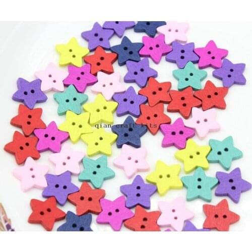 700pcs Small Wooden Stars - Wood Star Embellishments cabochon beads buttons mixed colors 18mm