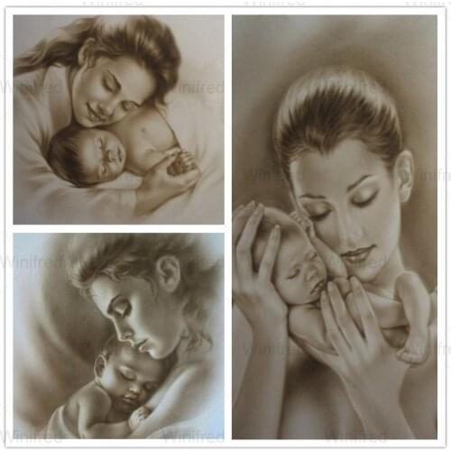 Diamond Mosaic Mom and Baby 5D DIY Diamond Painting Portrait Picture Of Rhinestone Full Square/Round Drill Home Decoration Gift