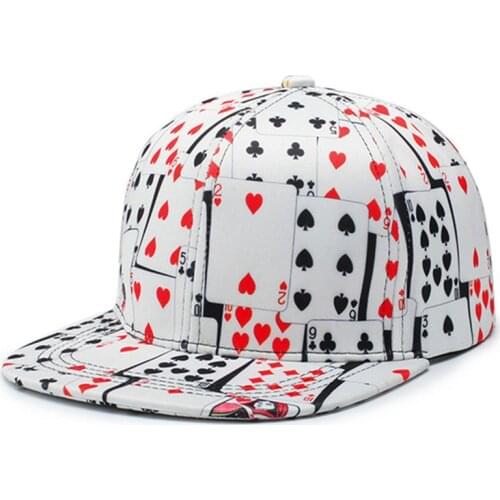 2019 new Hip Hop Cotton Poker Print Cappellino Baseball Cap For Women Men Outdoor Fashion Casquette Homme Bone Snapback Hat
