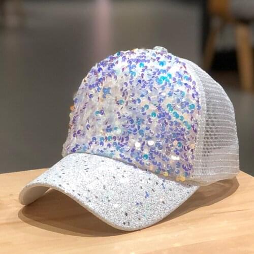 Mesh Cap Sanpback ladies sequins baseball caps fashion casual girls can adjust hip hop hat Visor Cap