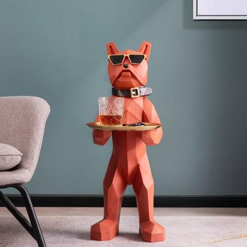 Large French Bulldog Ornament Tray Living Room Large Floor Ornaments Home Decoration Housewarming Friends Gift