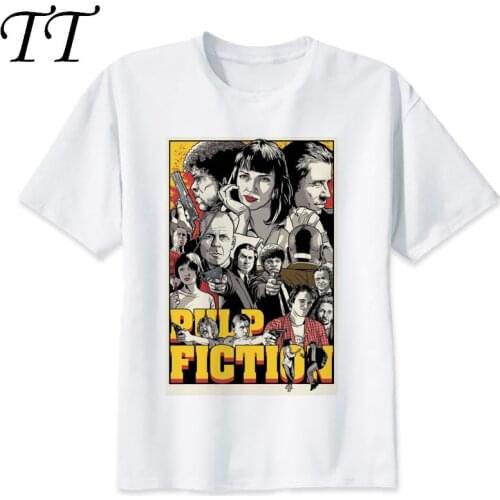 Pulp fiction t shirt man Mia Wallace Printed T-Shirt Men' Short Sleeve white t-Shirts funny male top Tees