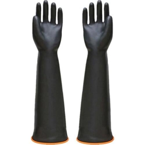 Black thick industrial acid and alkali resistant gloves, waterproof labor protection latex gloves
