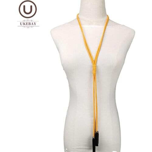 UKEBAY Wood Pendant Necklaces For Women Rubber Jewelry Handmade Rubber Chains Gothic Design Long Necklace Fashion Party Jewelry