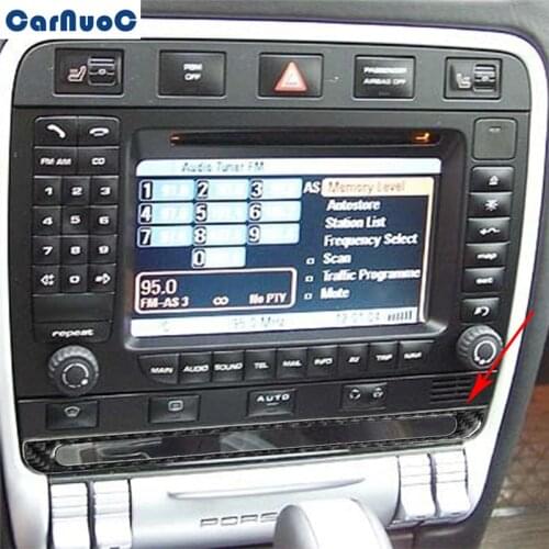 For Porsche Cayenne Sport SUV 2003-2010 Car Center Air Conditioning Control Display Panel Trim Strip Decal Carbon Fiber Sticker