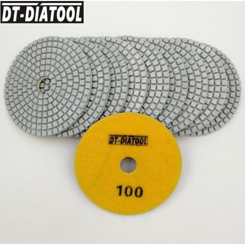 DT-DIATOOL 10pieces/set Diamond White Resin Bond Sanding Discs Diamond Wet Polishing Pads 4"/100mm Diameter 100 Good Quality