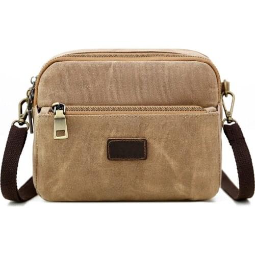 Canvas single shoulder bag small size crossbody bag for men vintage style shoulder bag cellphone bag men business bag
