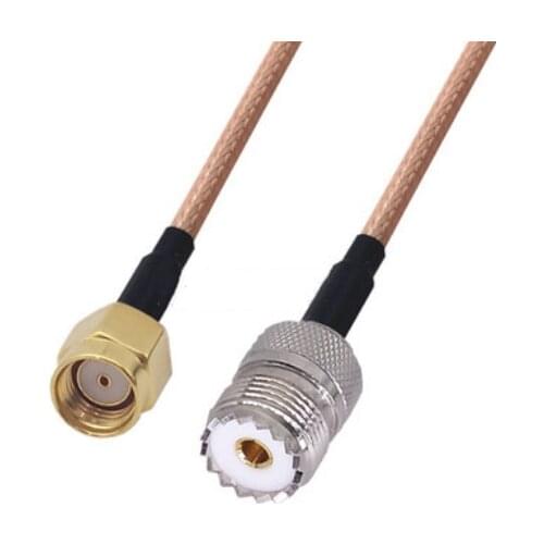 RG400 Cable RP-SMA Male to UHF PL259 Female Double Shielded Copper Braid Coax Low Loss Jumper Cable
