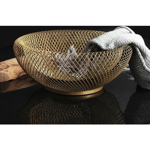 Creative iron Fruit basket Livingroom debris storage organization fruit dish Drain basket stainless steel modern Home decoration