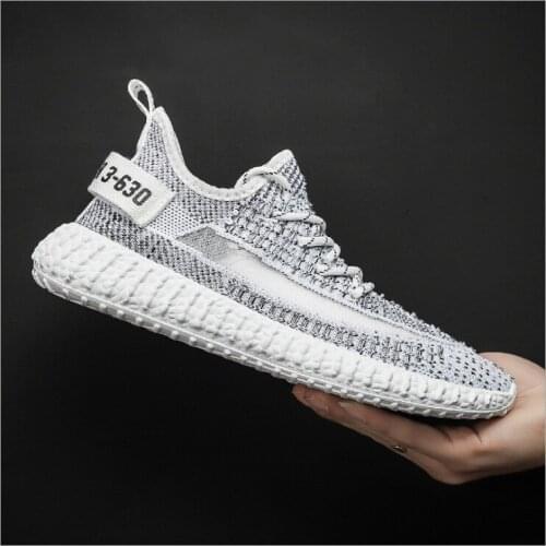 Summer mens shoes Korean fashion sneakers flying elastic weaving shoes mesh coconut shoes Joker casual shoes