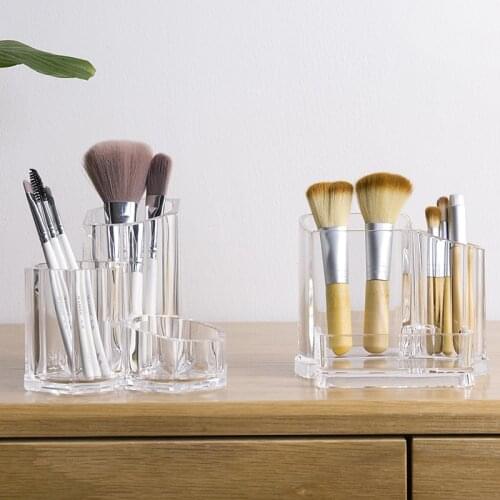 Multifunction Transparent Plastic Storage Box Makeup Brush Pen Container Home Office Desktop Decoration