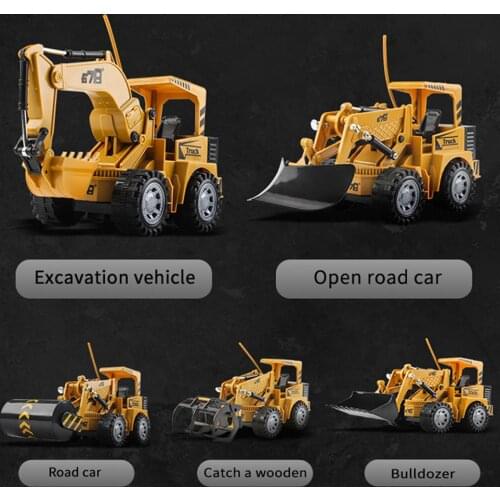 1/24 5 Channels USB Rechargeable Wireless Remote Control Simulated Engineering Car Excavator Vehicle Model Kids Educational Toys