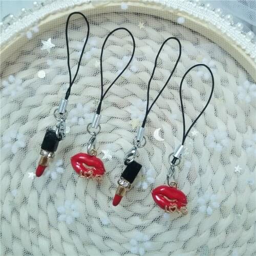 Fashion Lipstick Decor Lanyards for IPhone/Samsung/Huawei Kawaii Keys Mobile Phone Headphone Strap Hanging Rope Phone Charms