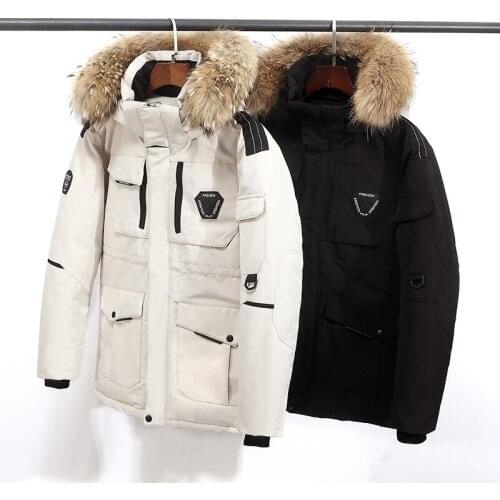 2021 New Mens Solid Color Down Hooded Jacket Winter Soft Comfortable Windproof Jacket Men Warm Fashion Hooded Fur Collar Coats