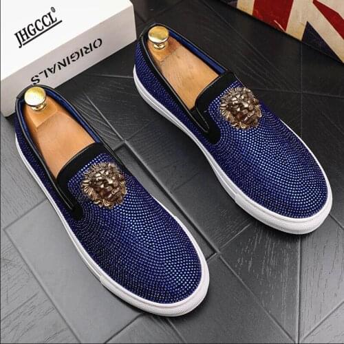 NEW Pointed Toe Embroidery Rhinestone Flat Shoes For Men Male Wedding Dress Prom Homecoming Shoes Zapatos Hombre Vestir A6