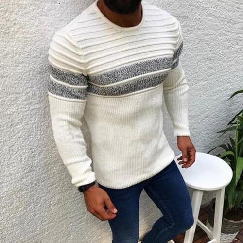 Men Ripped Sweater Winter Warm Knit Clothes Cotton Soft Male Casual Cool Pullover O-Neck Long Sleeve Men Ripped Sweater