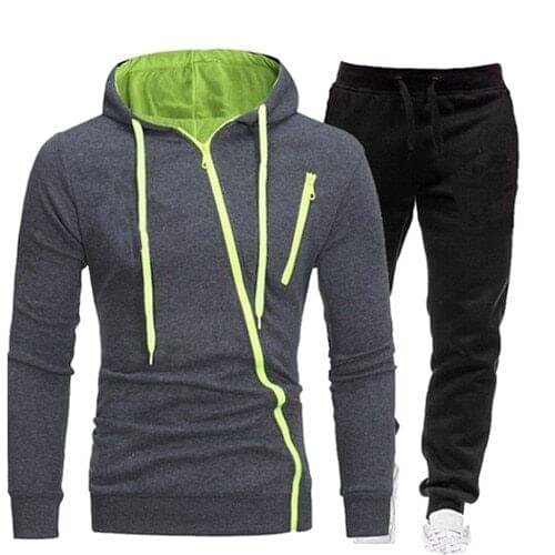 2021 Tracksuit Men Two Pieces Set Hoodies +pants Sweatshirt Zipper Sportswear Causal Mens Clothing Male Hooded Ropa Hombre