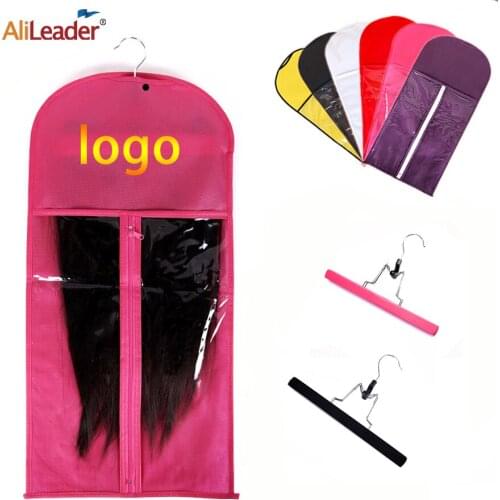 Alileader Cheaper Wig Storage Bag With Hanger Dust Proof Protective Wig Storage Portable Hair Extensions Packaging Custom Logo