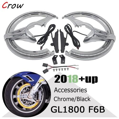 NEW GL1800 Motorcycle Black Or Chrome-Plated Brake Disc LED Rotor Cover For Honda Goldwing 1800 F6B GL1800 2018 +UP 2019 2020 21