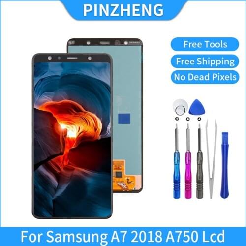 PINZHENG Original LCD For Samsung Galaxy A7 2018 A750 A750G A750F A750FN OLED LCD Display Screen Digitizer Assembly Replacement