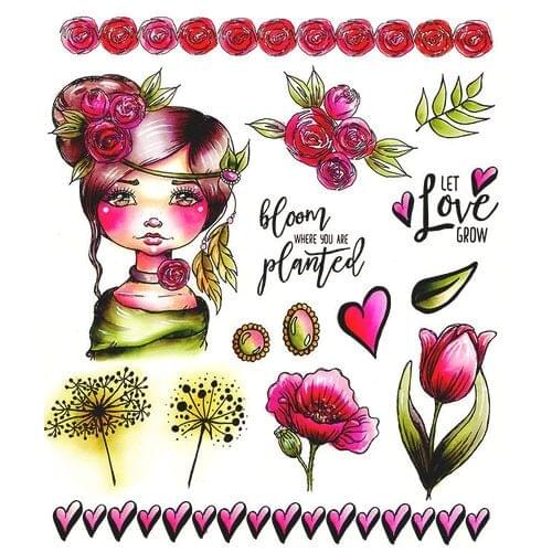 Cartoon Girl Transparent Clear Silicone Stamp/Seal for DIY scrapbooking/photo album Decorative clear stamp A357