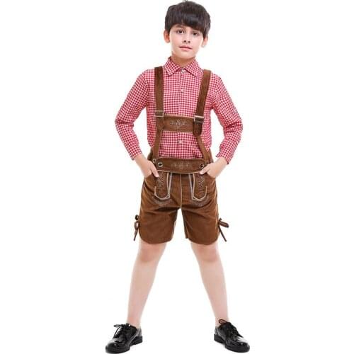Deluxe Classic Oktoberfest Costume Beer Lederhosen Boy Kid Carnival Bavaria Party Outfit