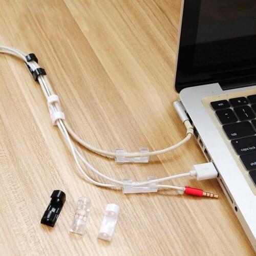 20pcs/lot 3mete Self-adhesive USB Cable Clip Desktop Wire Fixing Organizer Storage Clamp Buckle Data Line Holder Cord Management