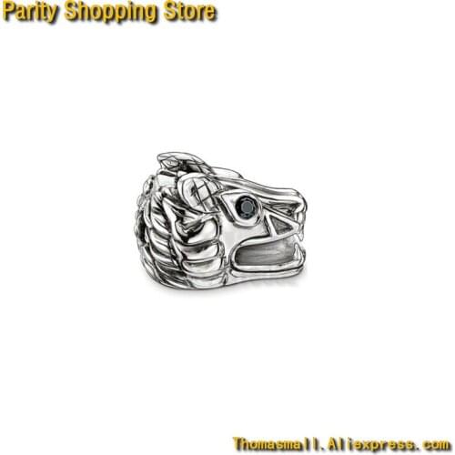 ThomasET1213 Hot sale Metal Loose Beads Item Diameter 1cm - DRAGON 925 Sterling silver style OBSIDIAN MATT men women