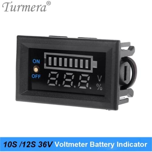 Turmera 10S 12S 36V Lithium Lifepo4 Battery Indicator Voltmeter Display with Switch Battery for 36V 42V E-Bike and E-scooter Use
