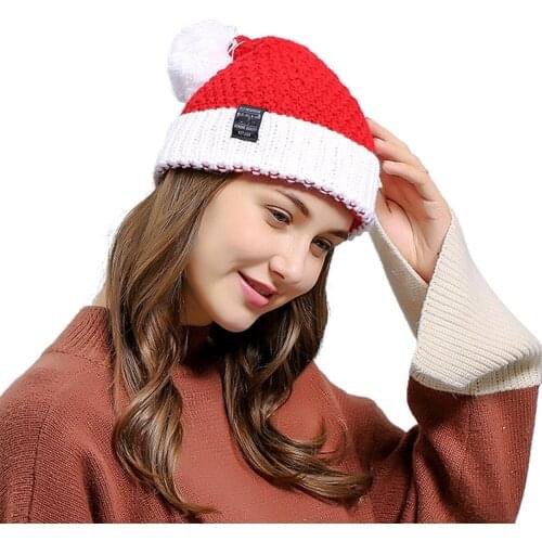 Adults Christmas Hat, Christmas Woolen Cap Earmuffs Hat Knit Cap for Women and Men