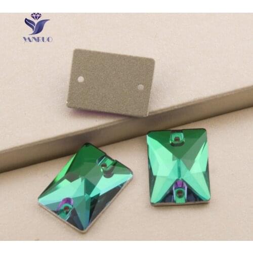 YANRUO 3250 Rectangle Emerald Bulk Rhinestones Sew On Stones Flatback Rhinestones Sewing Dress For Crystals Clothing