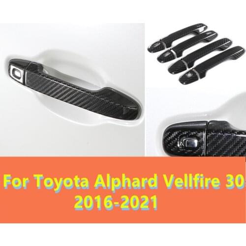 Car door handle cover carbon fiber protection stickers car decorative accessories For Toyota Alphard Vellfire 30 2016-2021