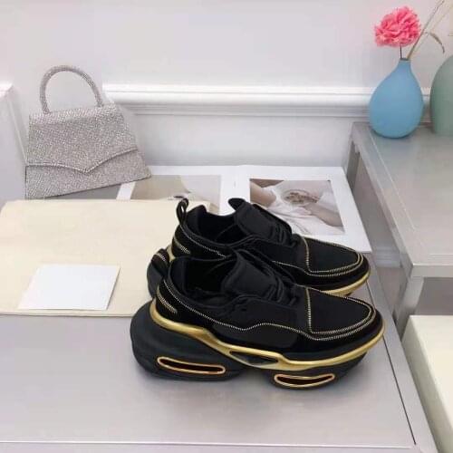 Womens Shoes Black Bold Sneakers Paris Fashion Zipper Trainers