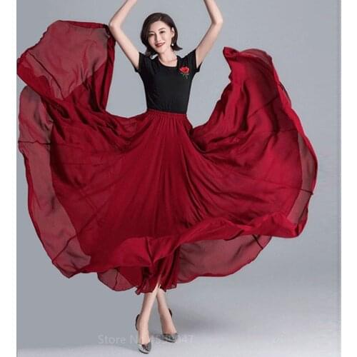 720Degree Flamenco Gypsy Skirt 8Colors Spanish Dancing Costume Women Belly Dance Competition Plus Size Big Swing Dress Bullfight