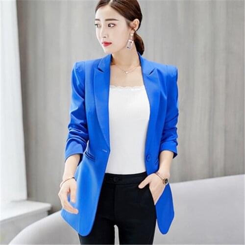 2018 New Professional Suit Female Korean Makeover Suit Female Solid Color Single Button Casual Women Blazer Jacket