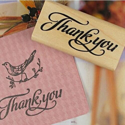 2 Design Thank you Vintage Stamp For Scrapbooking Stationery DIY Vintage Wooden Rubber Stamp