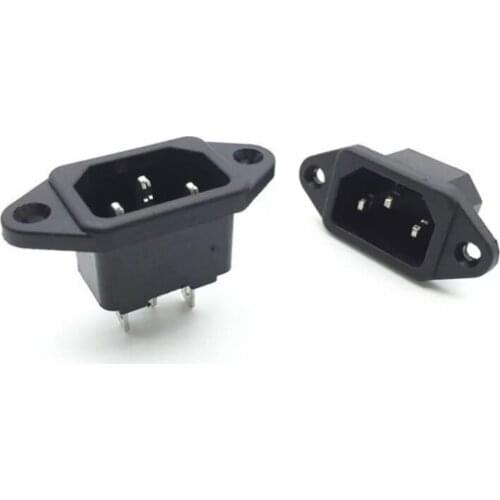 5Pcs AC 250V 10A 3P IEC320 C14 AC-04 Male Plug Panel Screw Mount Power Inlet Sockets Receptacle Connector
