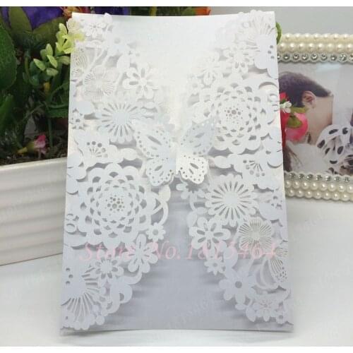 50pcs Hot Sale Laser Cut Hollow Butterfly Party Invitations Cards/Greet Cards/Wedding Invitations Cards Party Supplies